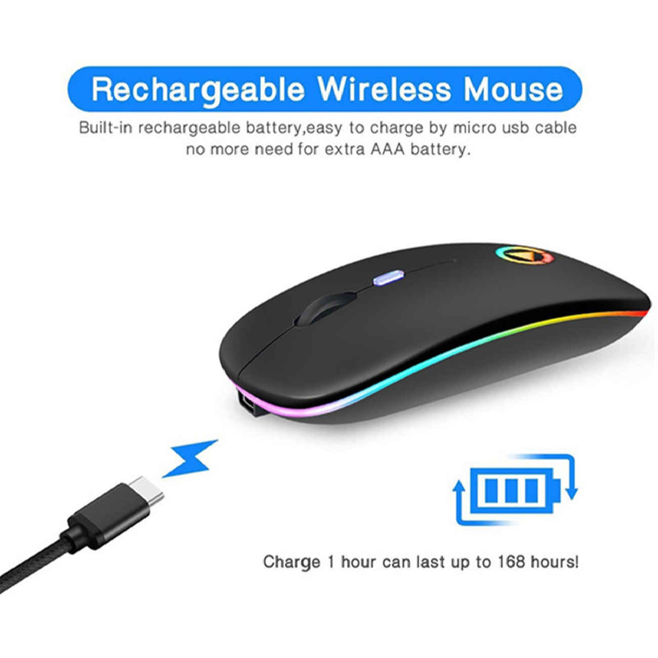 Kabellose Logitech-Gaming-Maus – 4 Tasten, RGB-Beleuchtung, leise Klicks, USB-Dongle, optischer Sensor