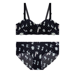 Damen-Balconette-BH & String-Set – Halber Push-up, laserbeschnitten, Körbchengröße B