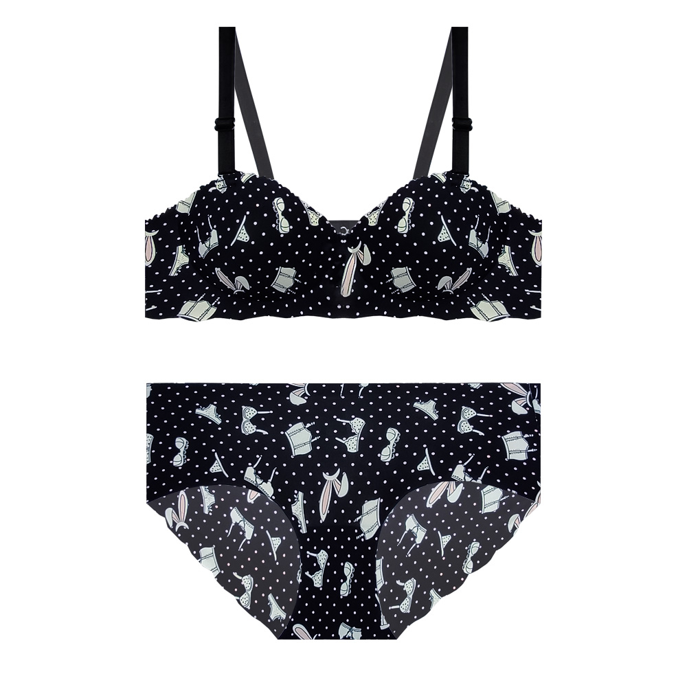 Damen-Balconette-BH & String-Set – Halber Push-up, laserbeschnitten, Körbchengröße B
