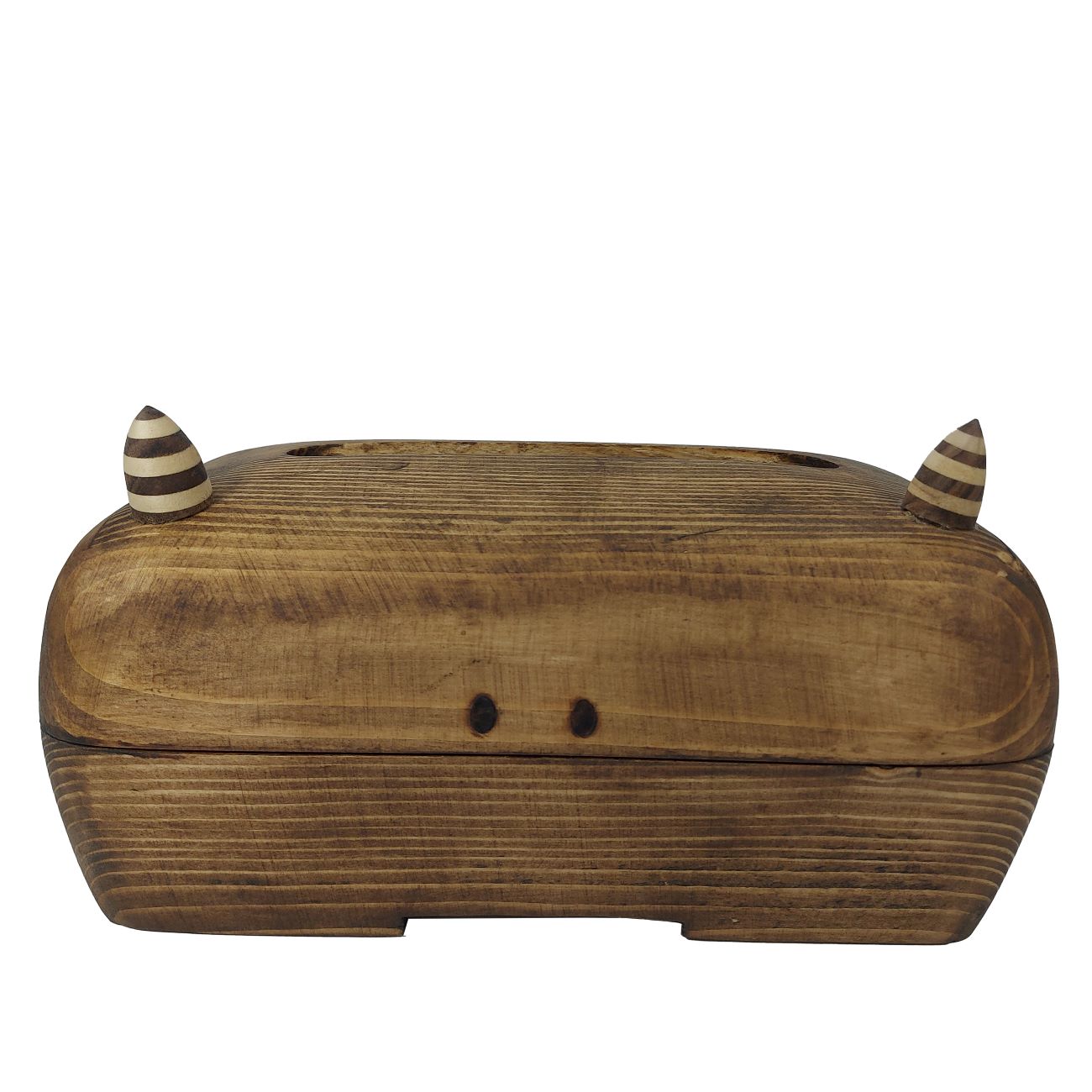 Handgefertigter Holz-Taschentuchhalter – Freundliches Monster-Design