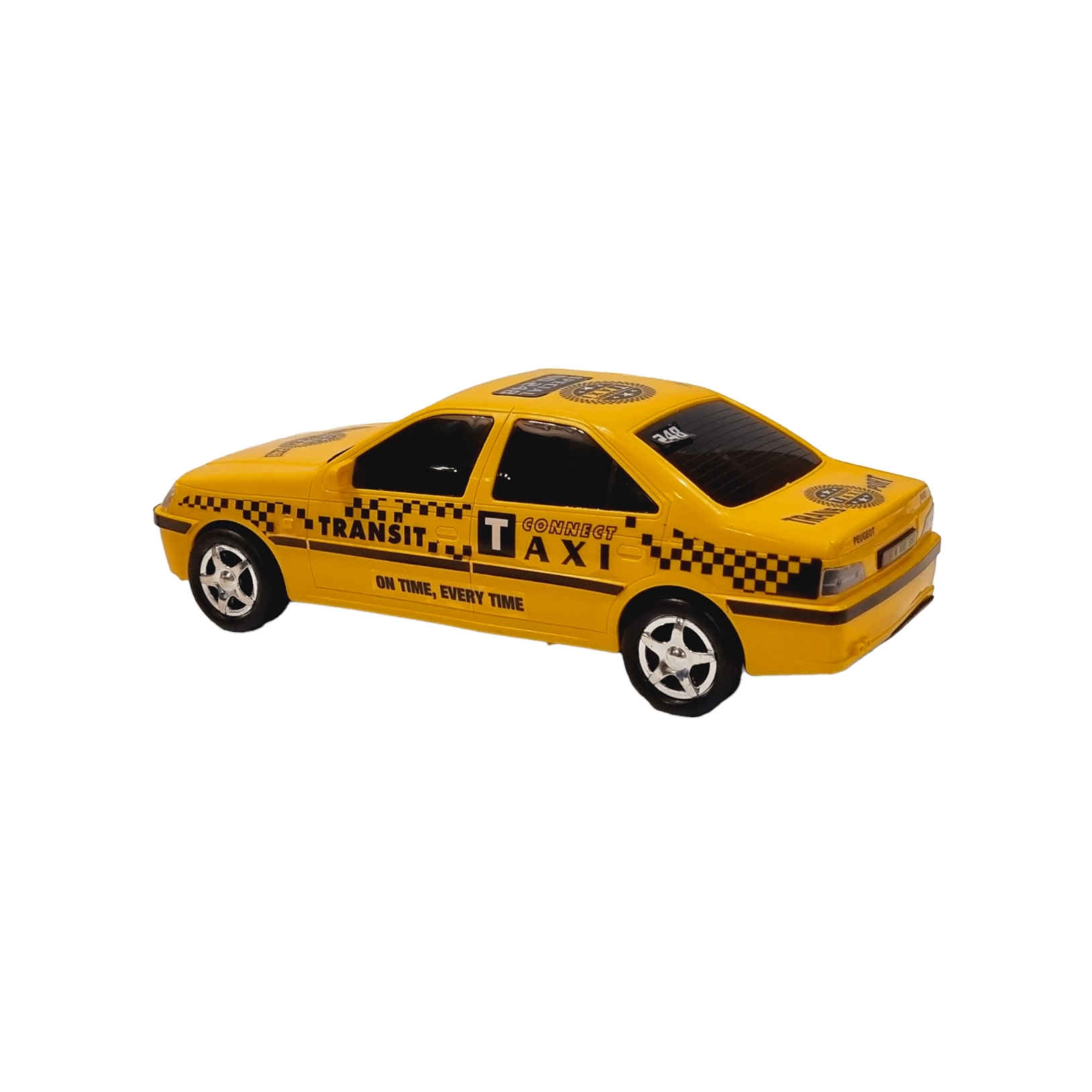 Klassisches iranisches Taxi-Spielzeug – Peugeot Pars Modell mit Beleuchtung in Gelb
