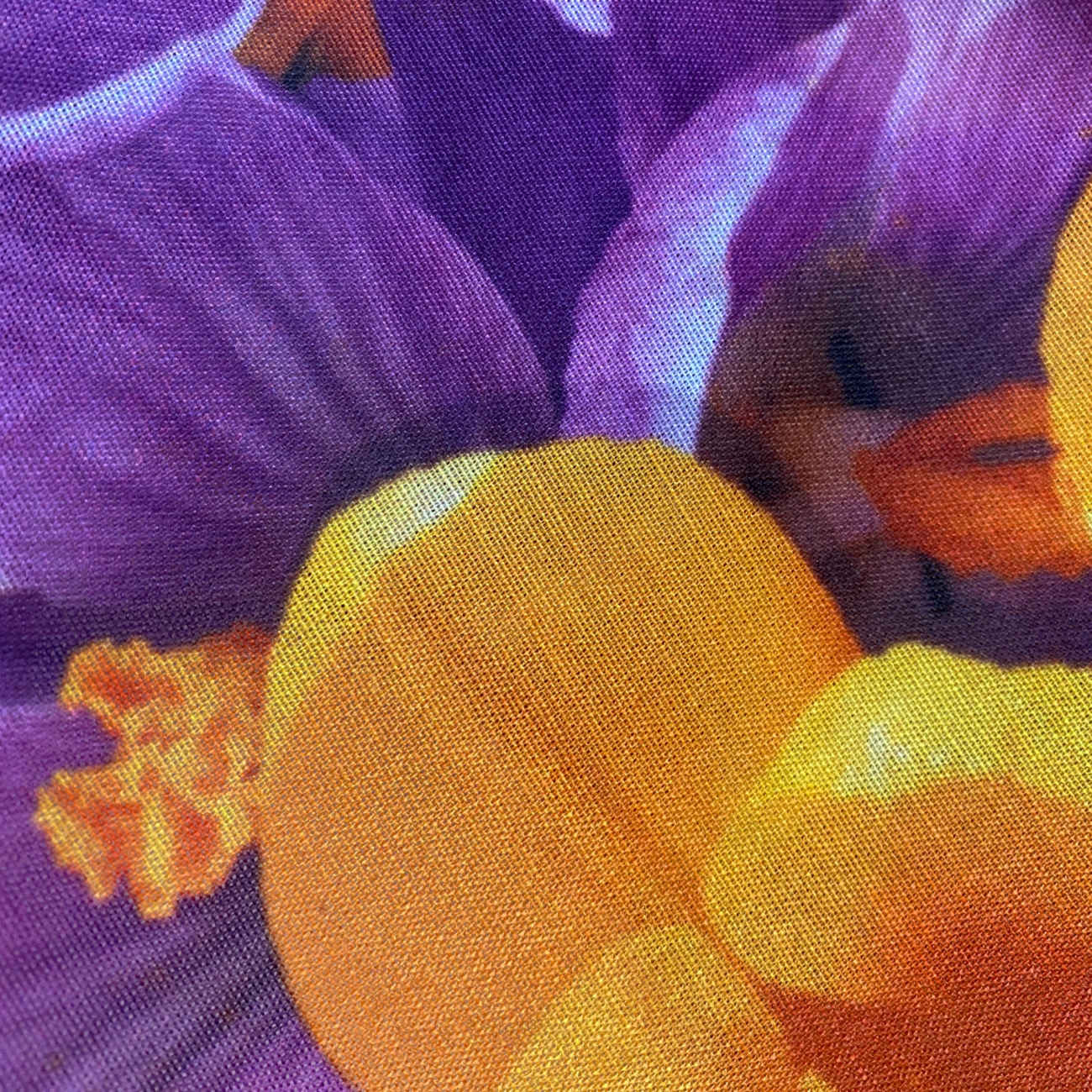 Lila Vier-Jahreszeiten-Baumwollschal – Mit wunderschönem Blumenmuster