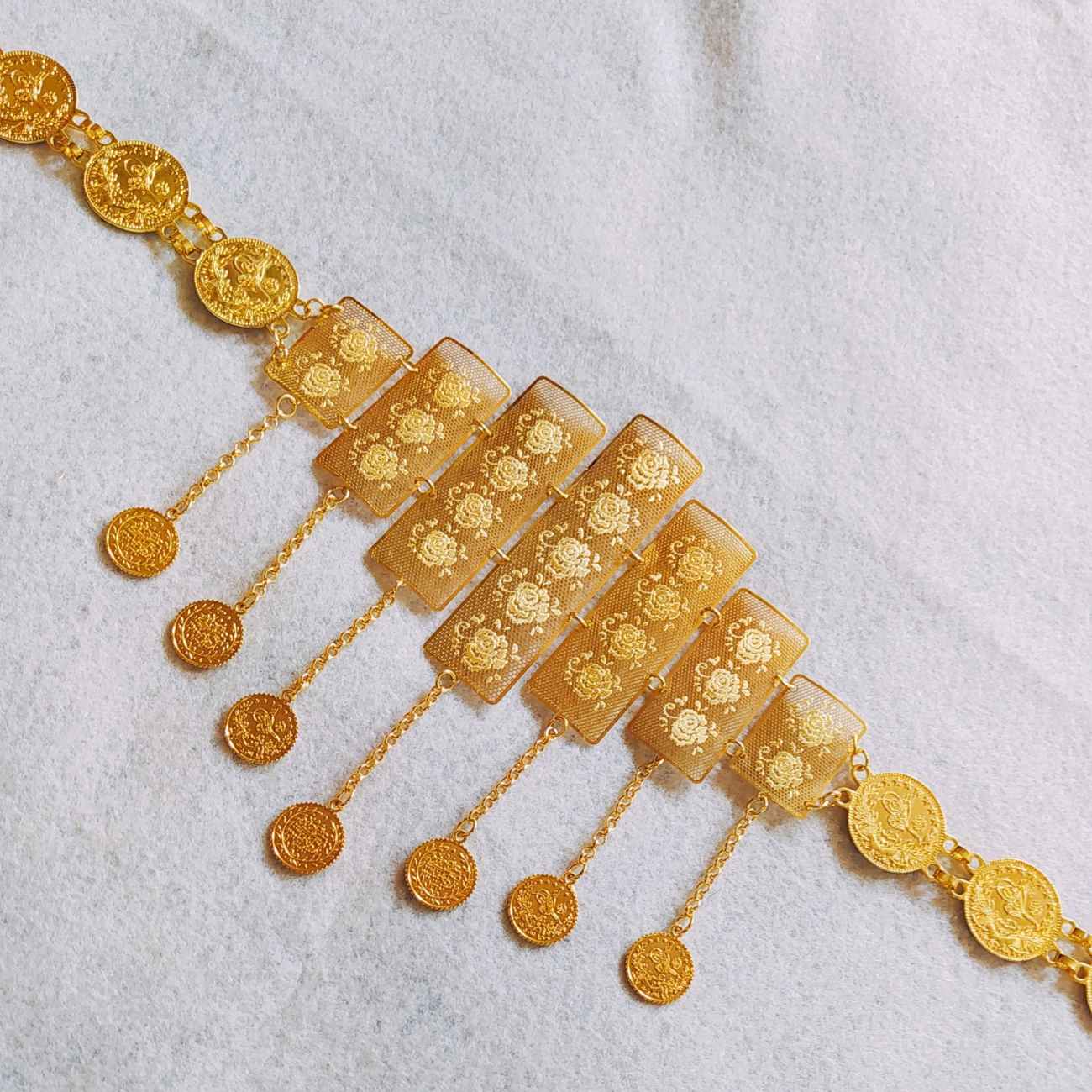 Edelstahl-Kurdischer Gürtel – Traditionelles handgefertigtes Design in Gold