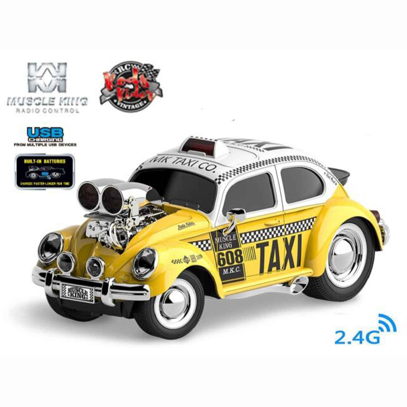 Volkswagen Taxi-Modell – Ferngesteuertes und musikalisches Spielzeugauto in Gelb