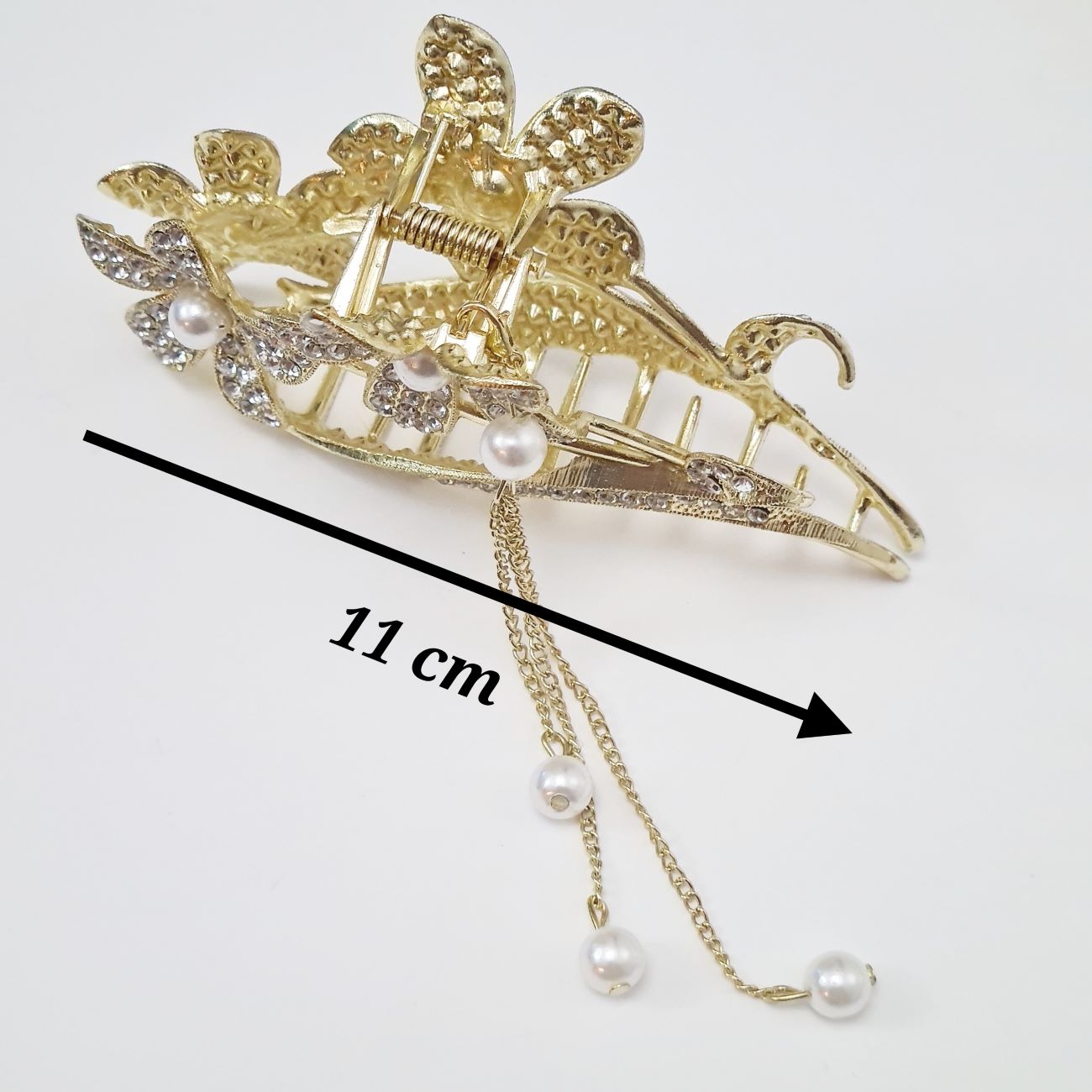 Haarklammer für Damen – Metallisches Fünfblätter-Blumen-Design mit Anhänger
