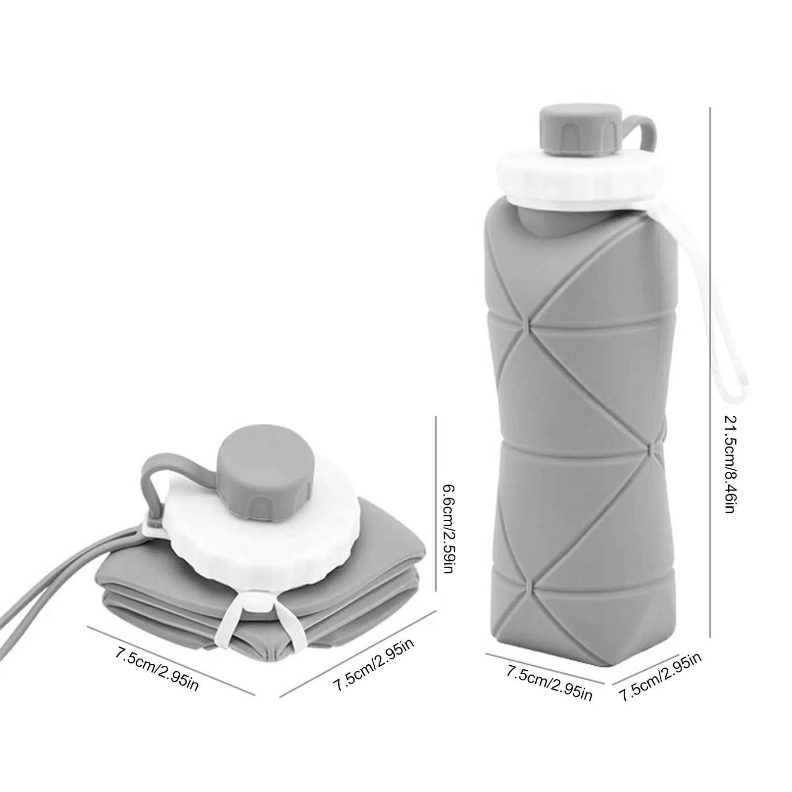 0,6 L Zusammenklappbare Silikon-Wasserflasche – Tragbar & platzsparend
