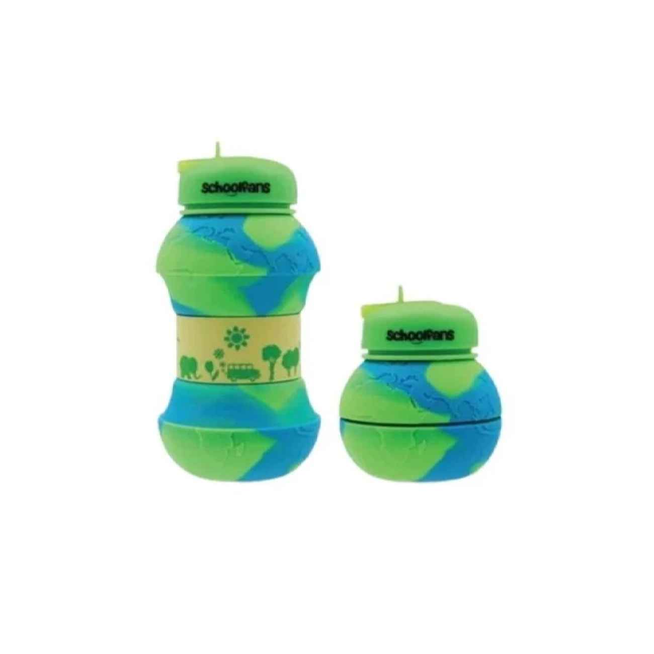550 ml Silikon-Wasserflasche – Globus-Design, für Schule & Sportfans