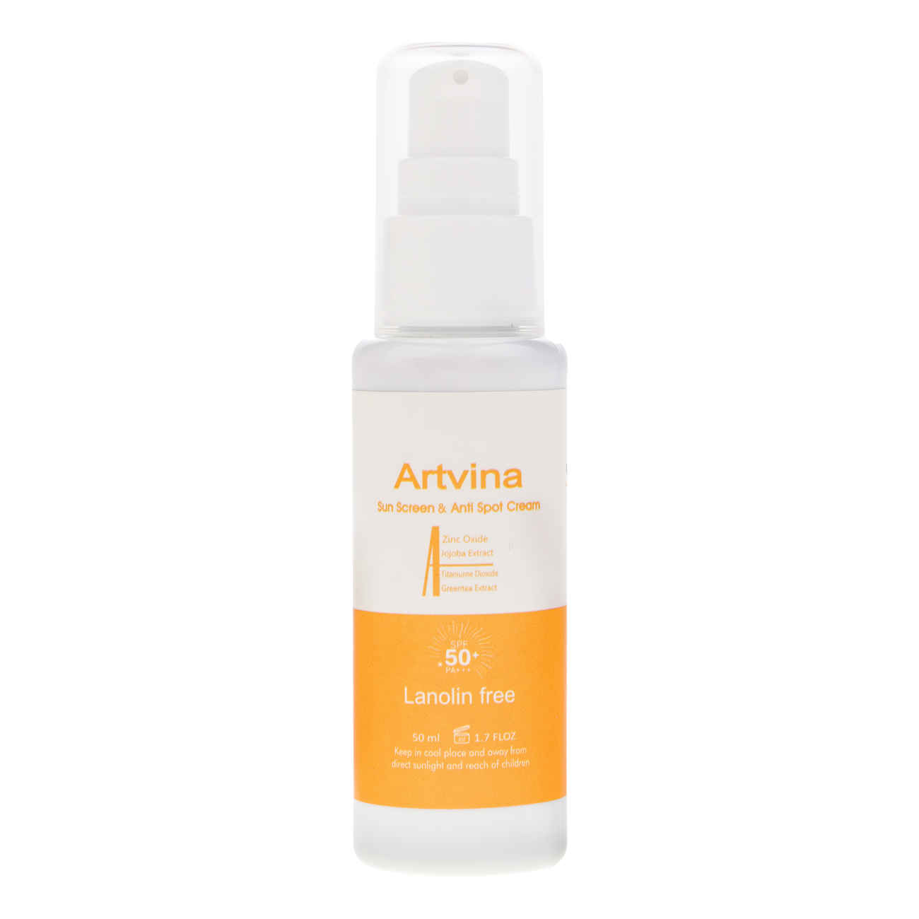 Art Vina Farblose Sonnenschutzcreme mit Lichtschutzfaktor 50 – Hochwirksam gegen UVA- und UVB-Strahlen, geeignet für alle Hauttypen, 50 ml