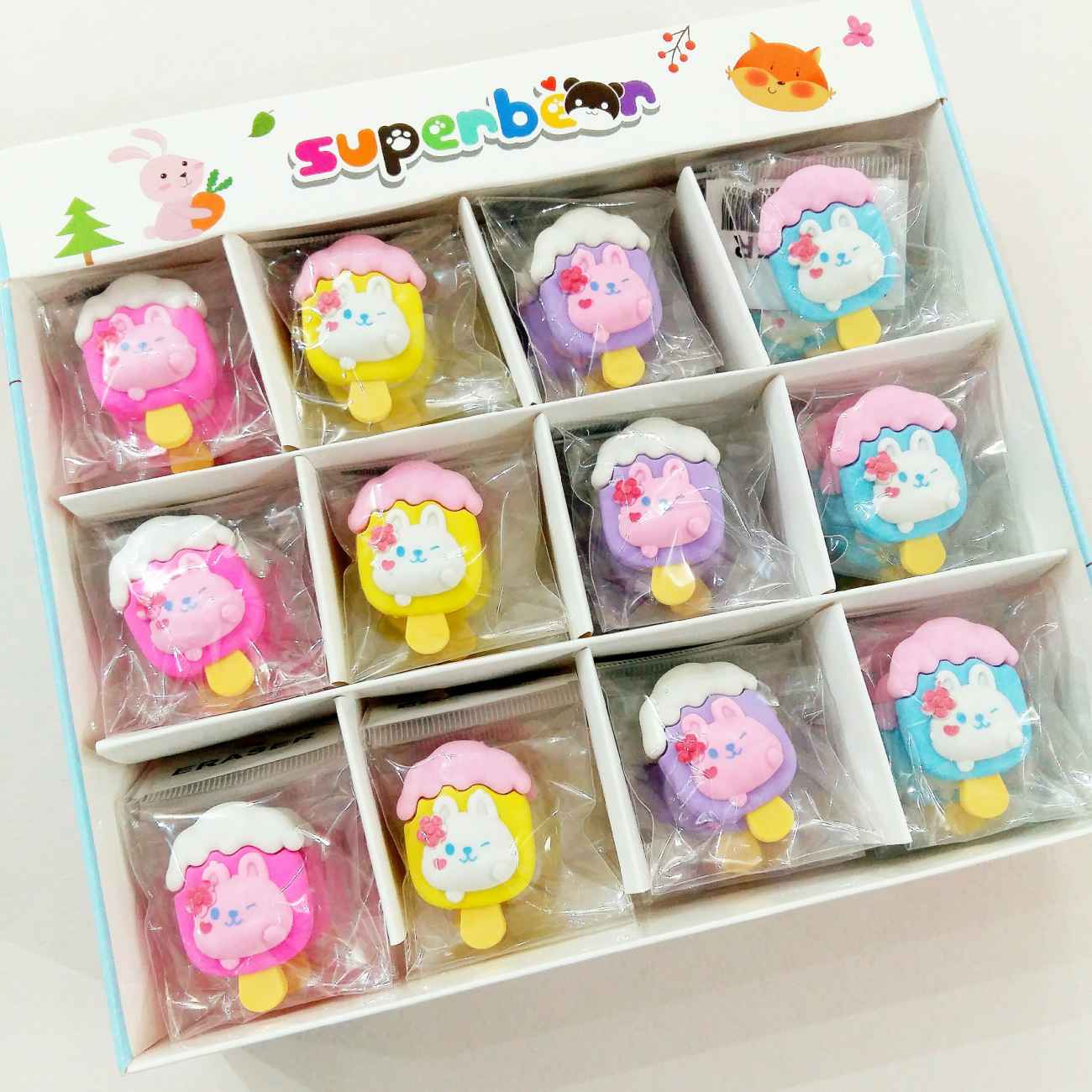 Radiergummis Hase & Eis – Charmantes 2-in-1 Schreibwaren-Set