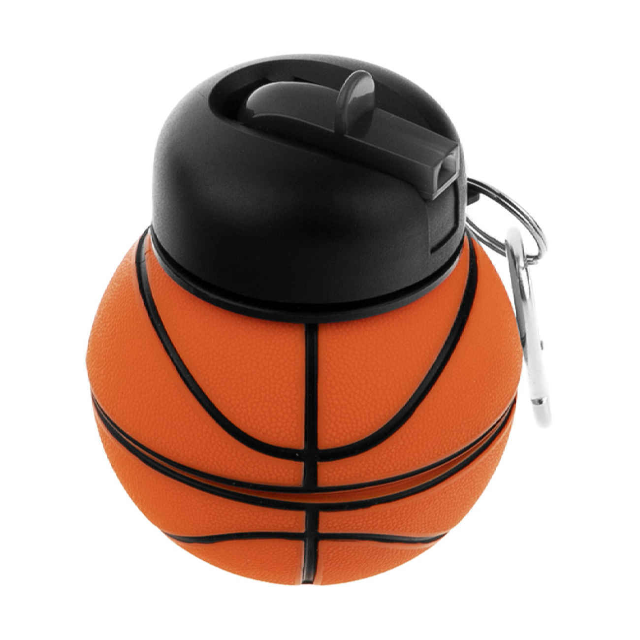 Zusammenklappbare Silikon-Sportflasche – Basketball-Design, 0,55 L, tragbar & wiederverwendbar
