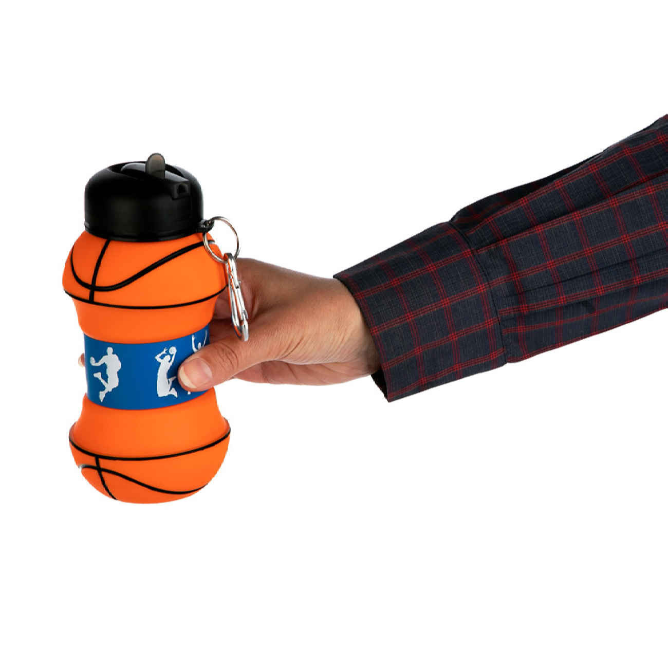 Zusammenklappbare Silikon-Sportflasche – Basketball-Design, 0,55 L, tragbar & wiederverwendbar