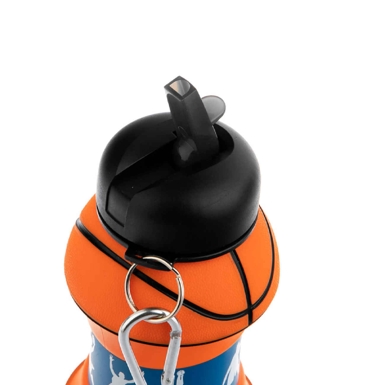 Zusammenklappbare Silikon-Sportflasche – Basketball-Design, 0,55 L, tragbar & wiederverwendbar