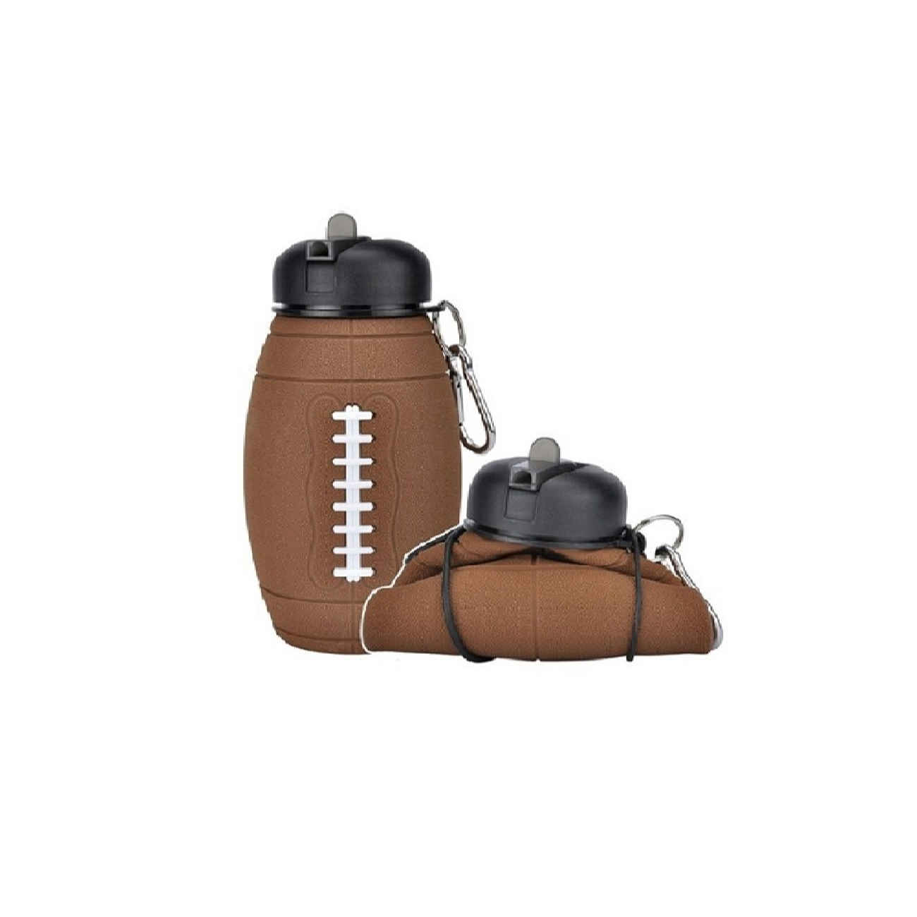 Zusammenklappbare Silikon-Wasserflasche – Rugby-Ball-Design, 0,55 L, tragbar & wiederverwendbar