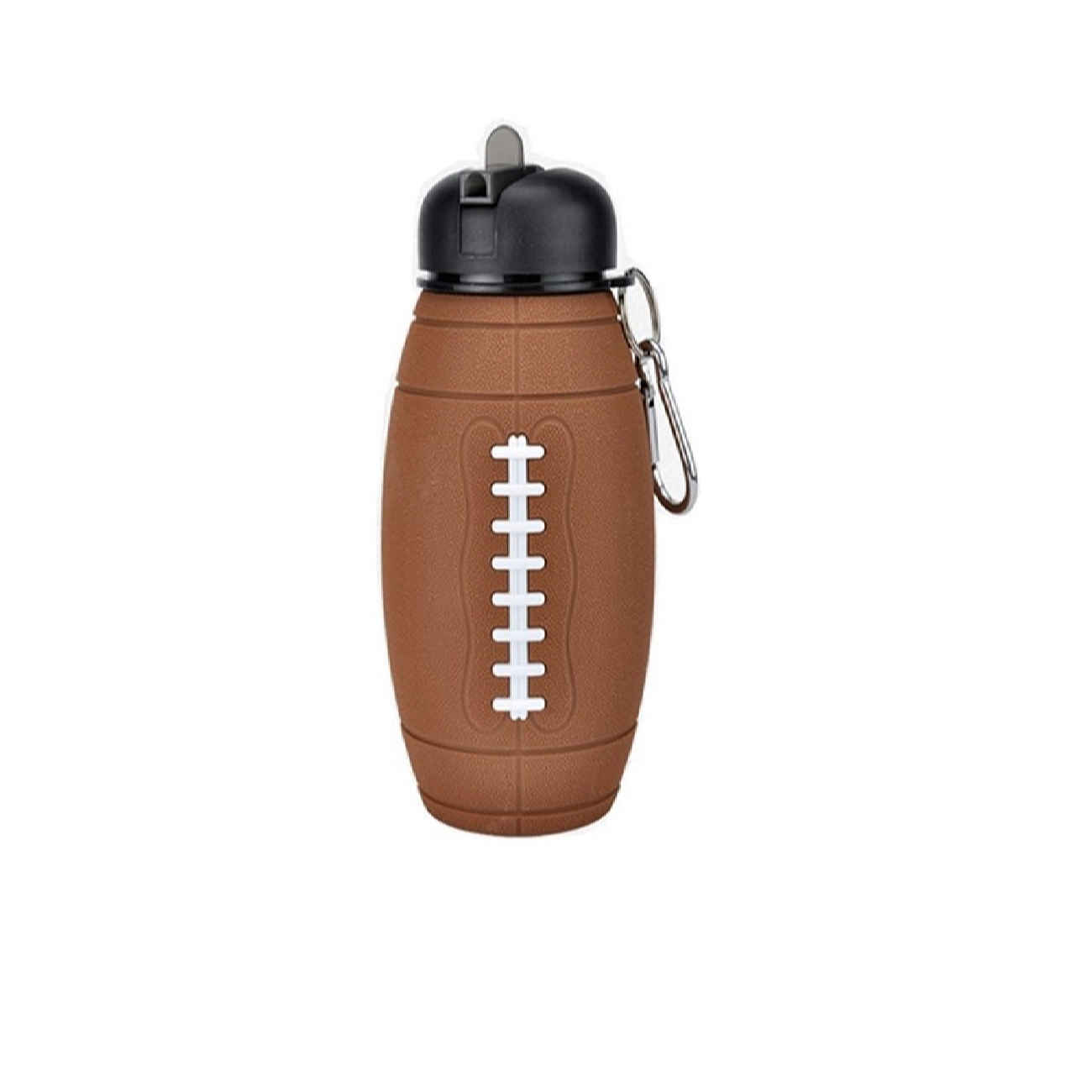 Zusammenklappbare Silikon-Wasserflasche – Rugby-Ball-Design, 0,55 L, tragbar & wiederverwendbar