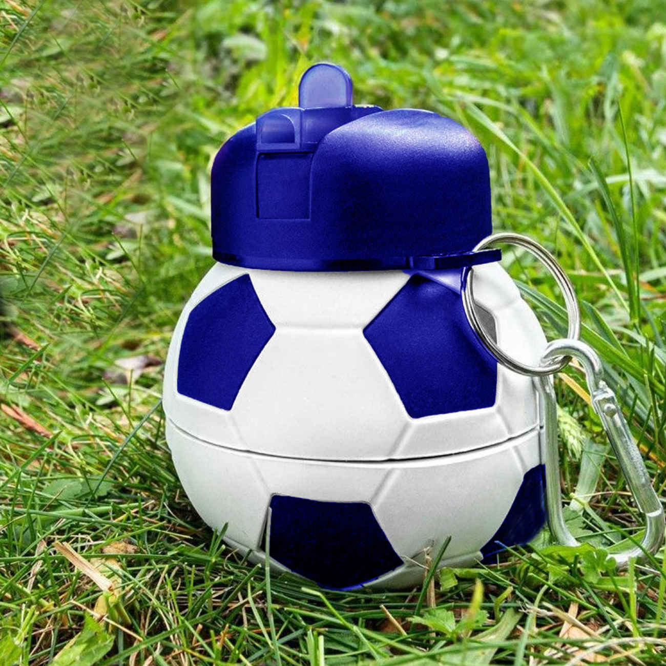 Zusammenklappbare Silikon-Wasserflasche – Fußball-Design, 0,55 L Fassungsvermögen