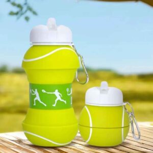 Zusammenklappbare Silikon-Wasserflasche – Tennisball-Design, 0,55 L Fassungsvermögen
