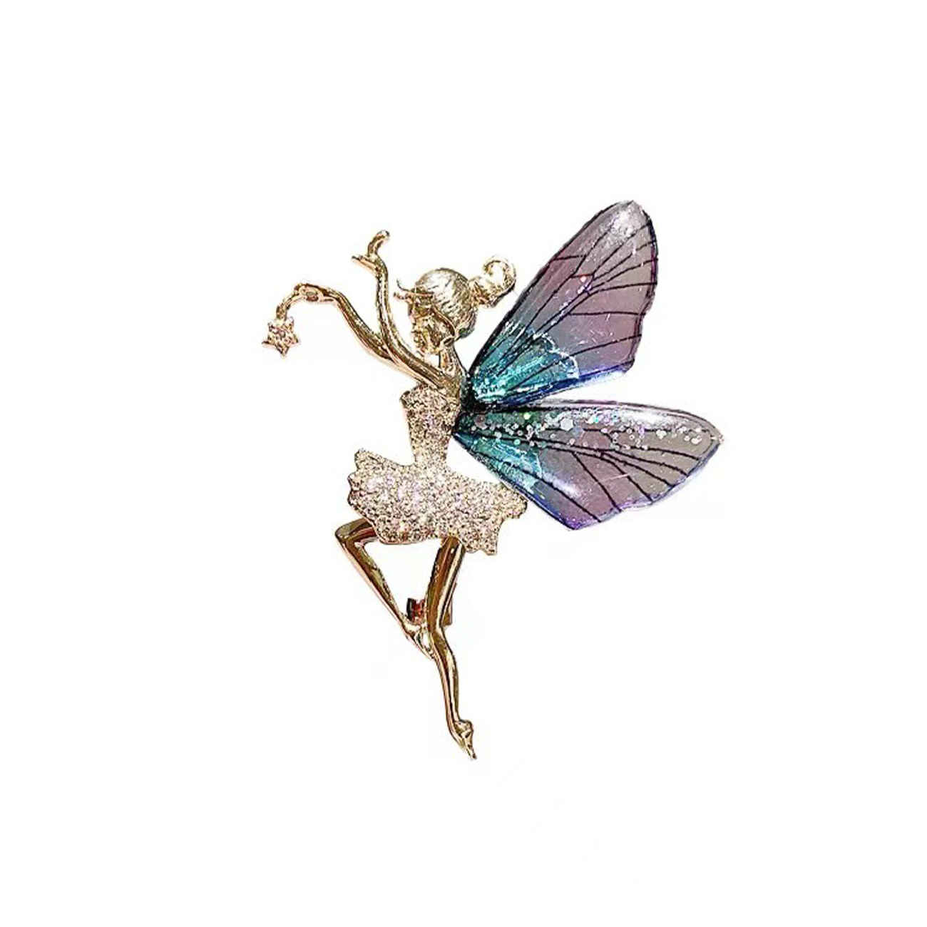 Goldene Ballerina-Schmetterlings-Brosche – Eleganter, tanzinspirierter Pin für Damen