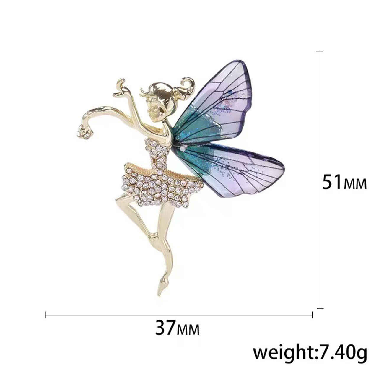 Goldene Ballerina-Schmetterlings-Brosche – Eleganter, tanzinspirierter Pin für Damen