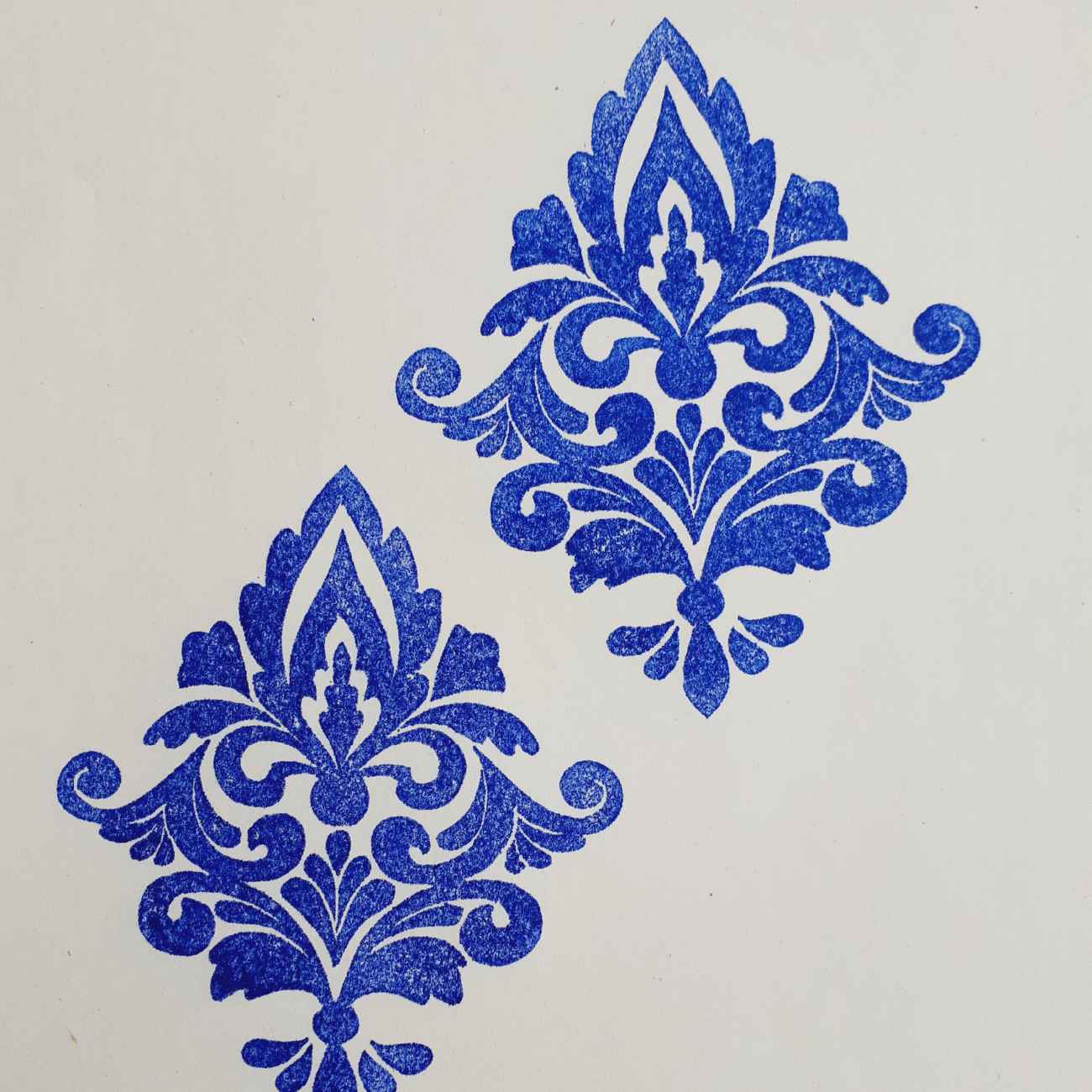 Handgeschnitzter Linoleumblock-Stempel – Geeignet für Stoff & Papier mit Damast-Design