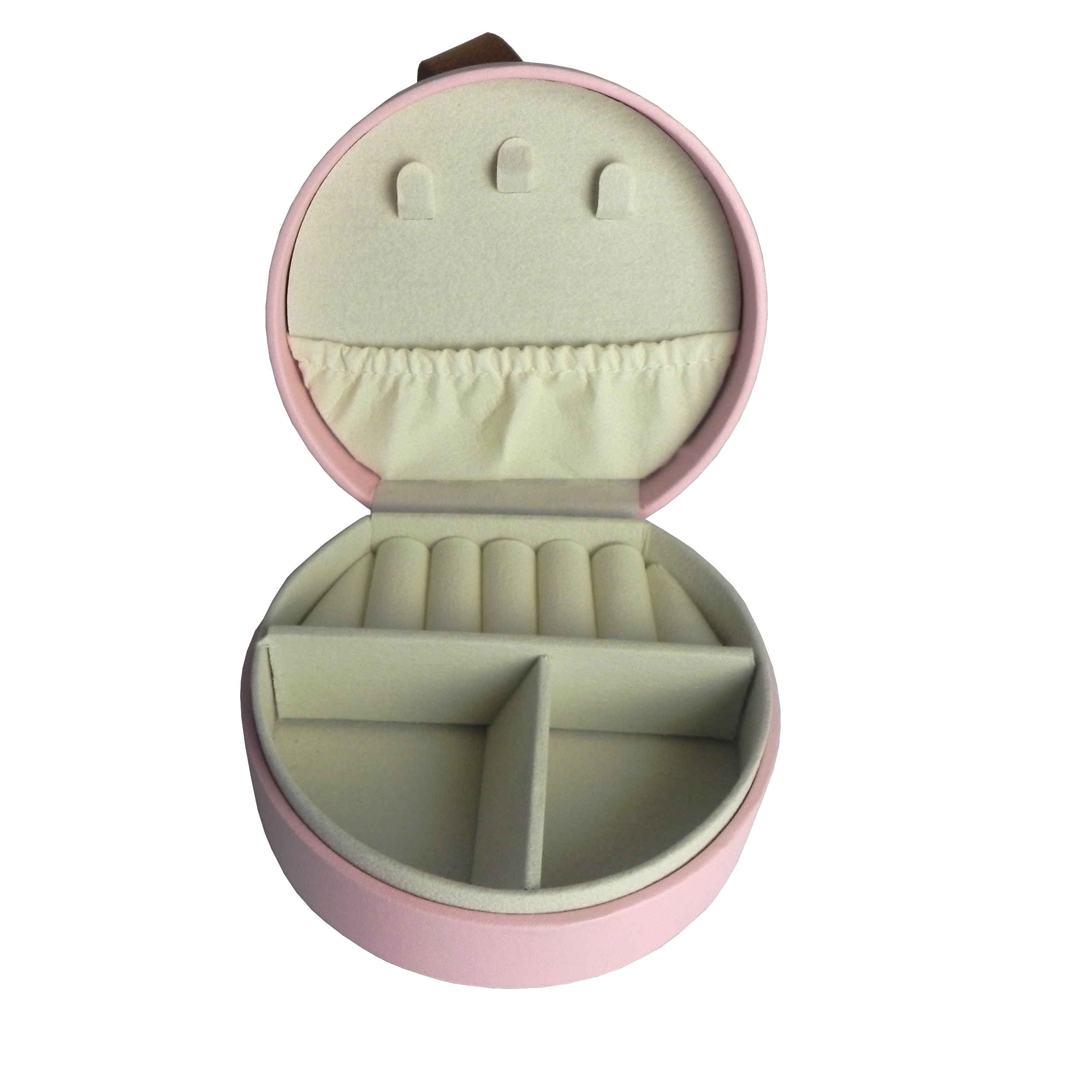 Luxus-Schmuckbox aus Kunstleder mit Fächern für sichere Aufbewahrung in Pink