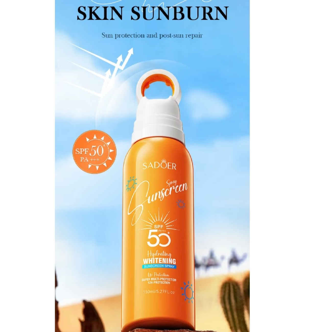 Sadur Farb- und Duftfreies Sonnenschutzspray – Lichtschutzfaktor 50, Leichtformel, UVA- und UVB-Schutz, 150 ml