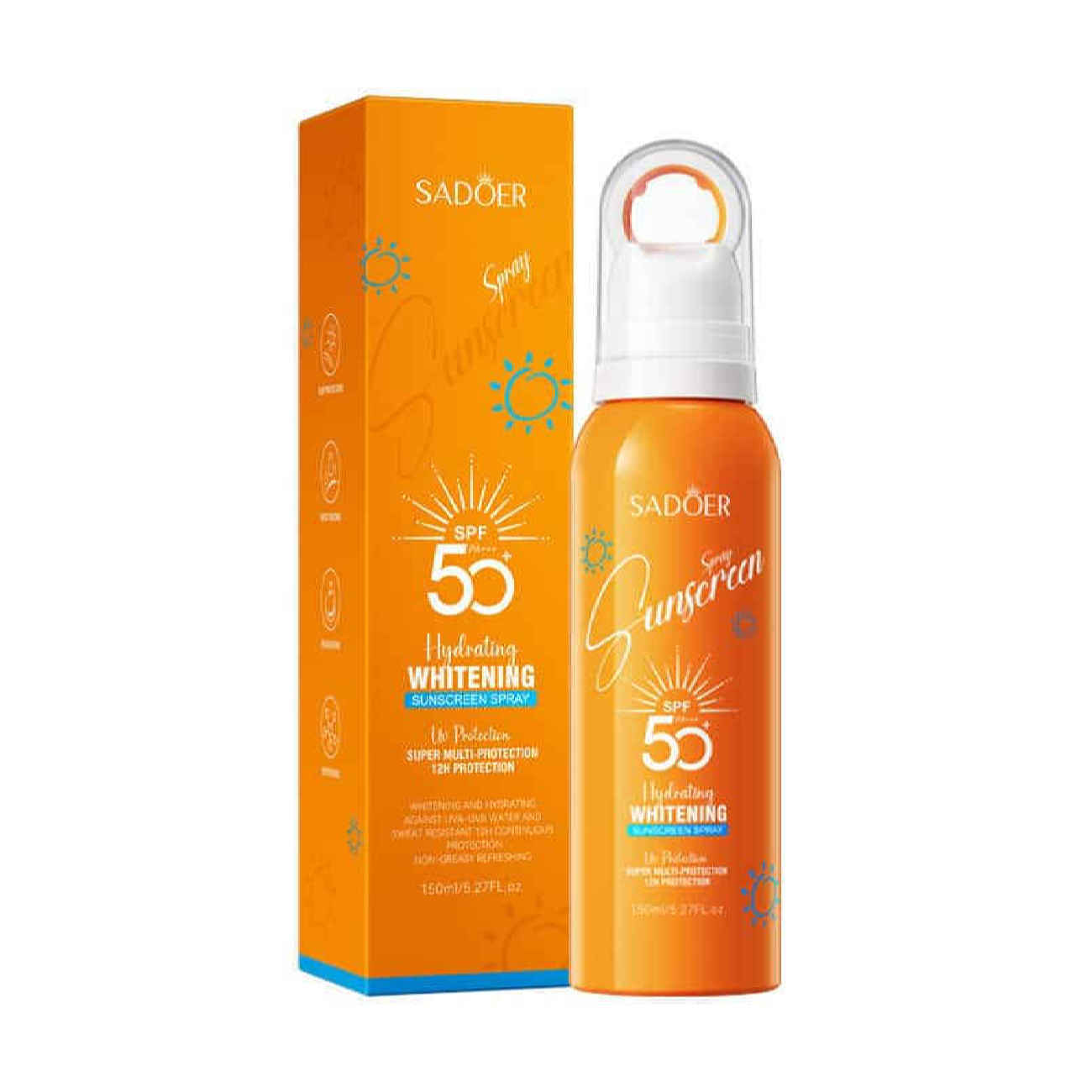 Sadur Farb- und Duftfreies Sonnenschutzspray – Lichtschutzfaktor 50, Leichtformel, UVA- und UVB-Schutz, 150 ml