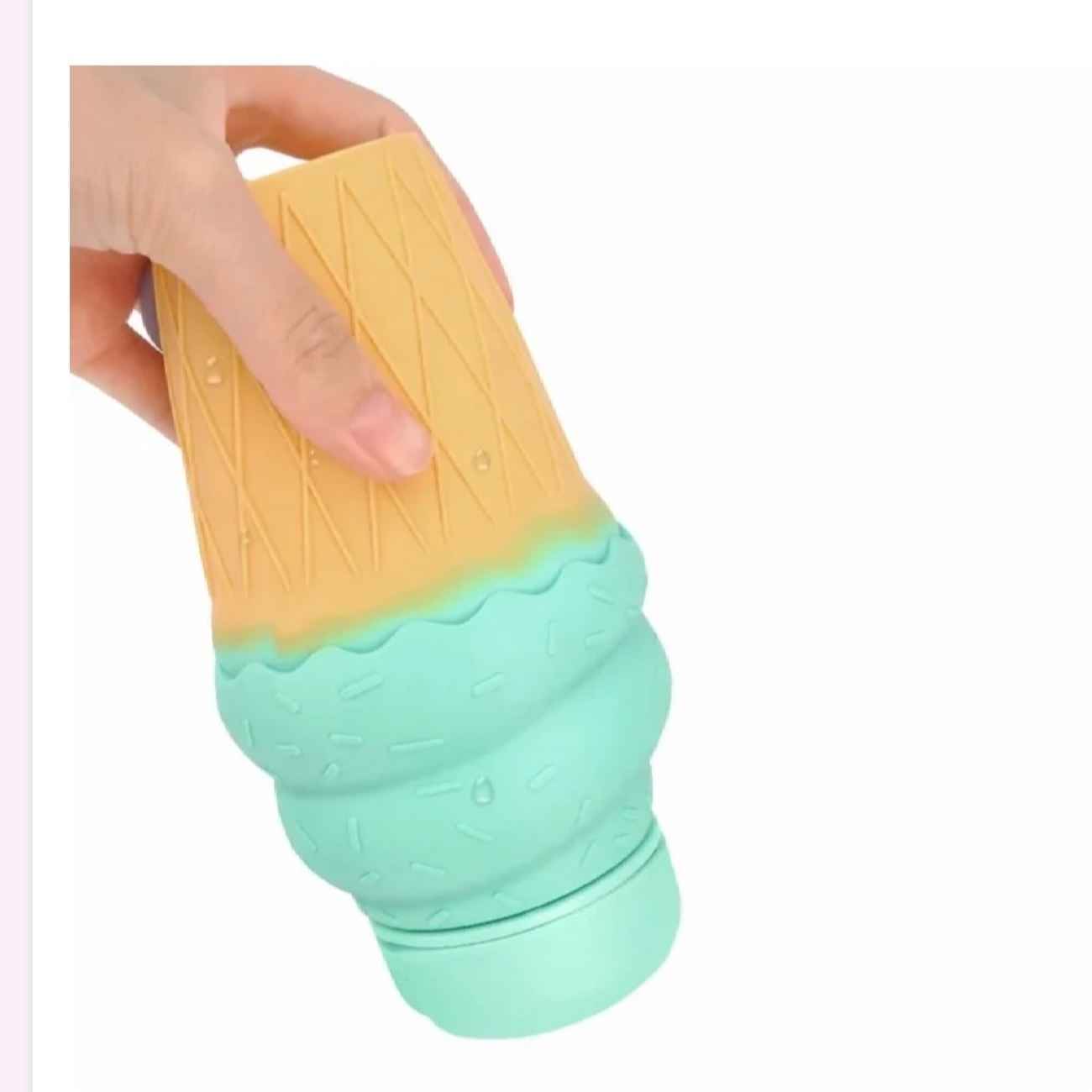 Silikon-Wasserflasche – Lustiges Eiscreme-Design, tragbar & faltbar für Kinder