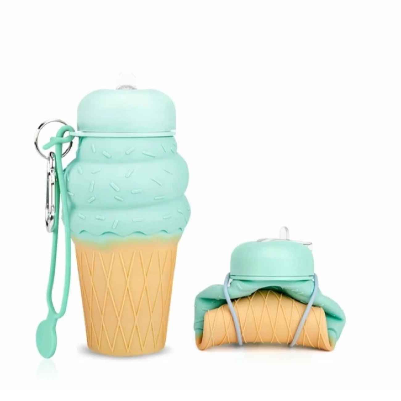 Silikon-Wasserflasche – Lustiges Eiscreme-Design, tragbar & faltbar für Kinder