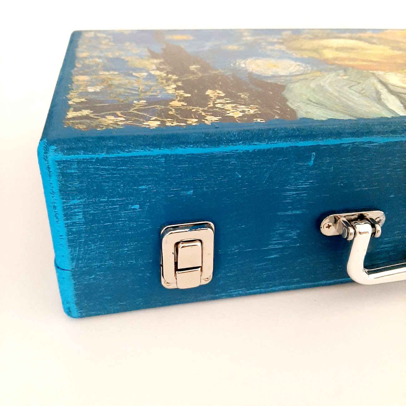 Holzstiftebox mit Van-Gogh-Design – Künstlerische Schreibwaren für Schule & Büro