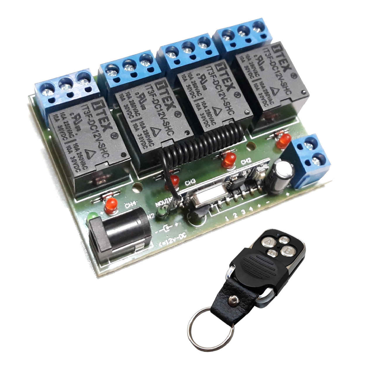 4-Kanal 433 MHz Fernbedienungsplatine mit Code-Lernfunktion und leistungsstarken Relais