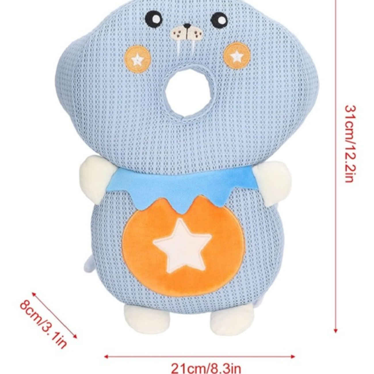 Blauer Seelöwe-Kopfschutz für Babys – Niedliches Sternenmuster mit verstellbaren Gurten
