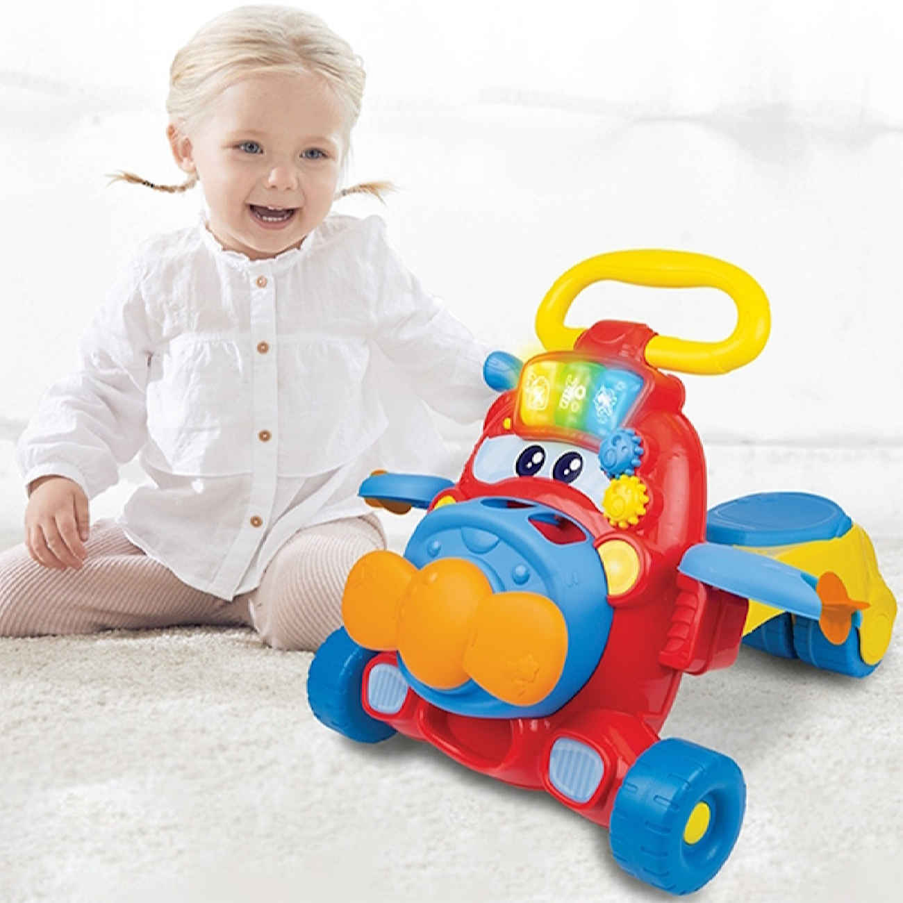 Niedlicher Lauflerner mit Flugzeugmotiv – Sicherer und spaßiger Mobilitätstrainer für Kleinkinder