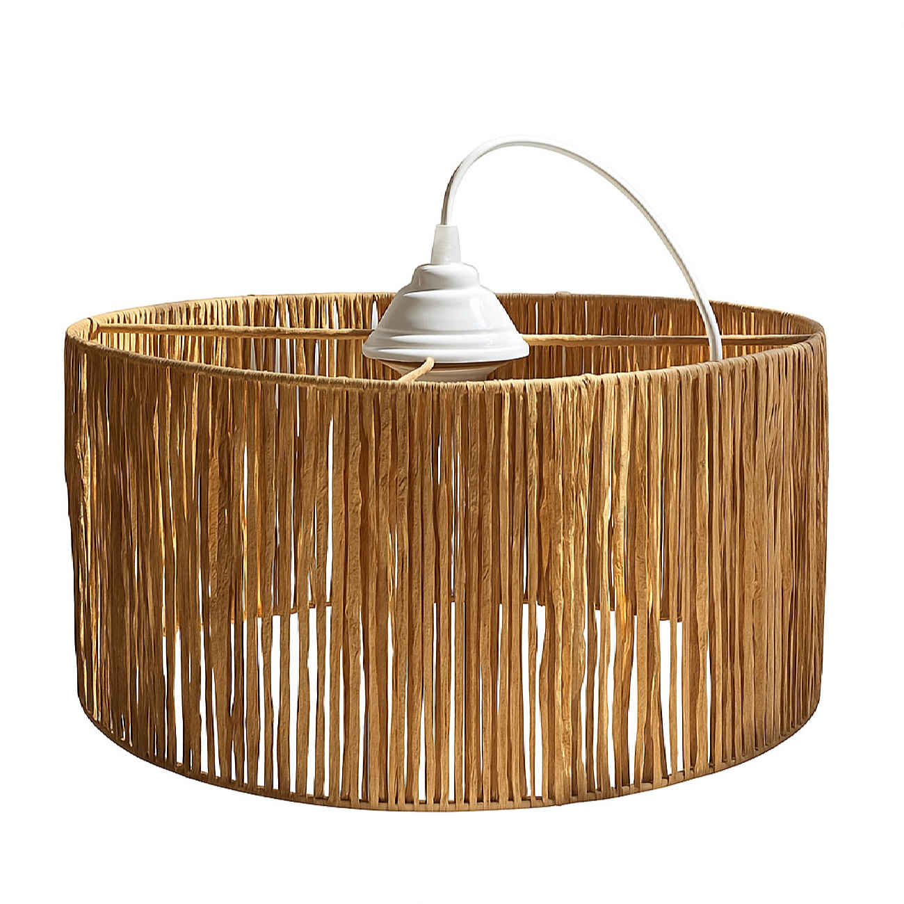 Zylindrische Raffia-Hängeleuchte – Boho-Stil dekorative Deckenleuchte