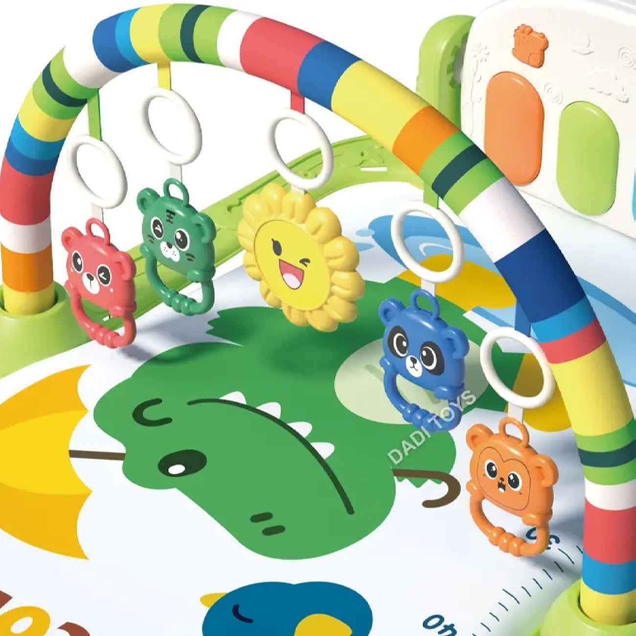 Dinosaurier-Spielteppich mit Sonnenschirm-Bogen – Interaktiver Baby-Spielbereich
