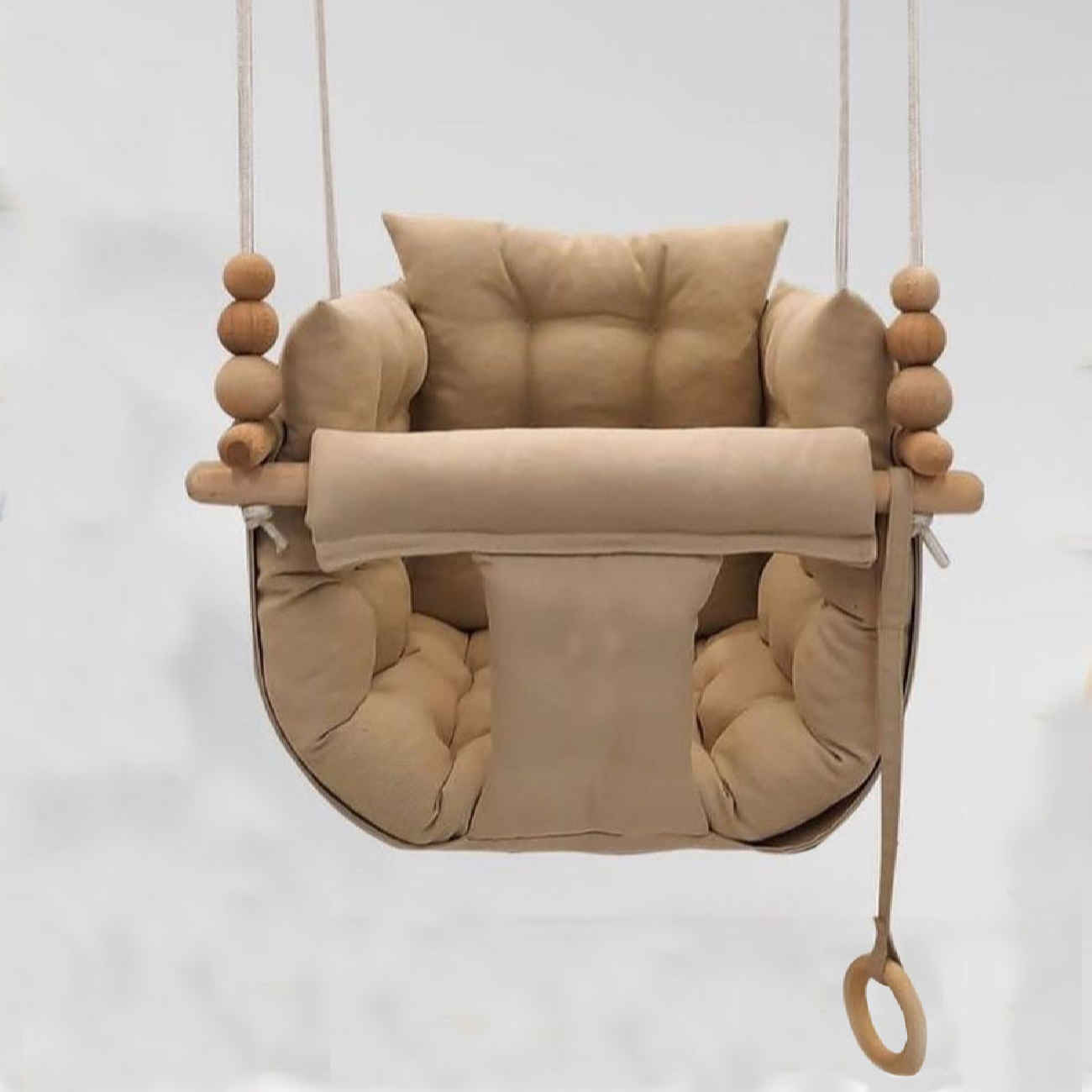 Thumbnail 3: Elid Kinderschaukel im Sofa-Stil – Hängesitz mit Holzgestell und Samt-Baumwolle für Kleinkinder