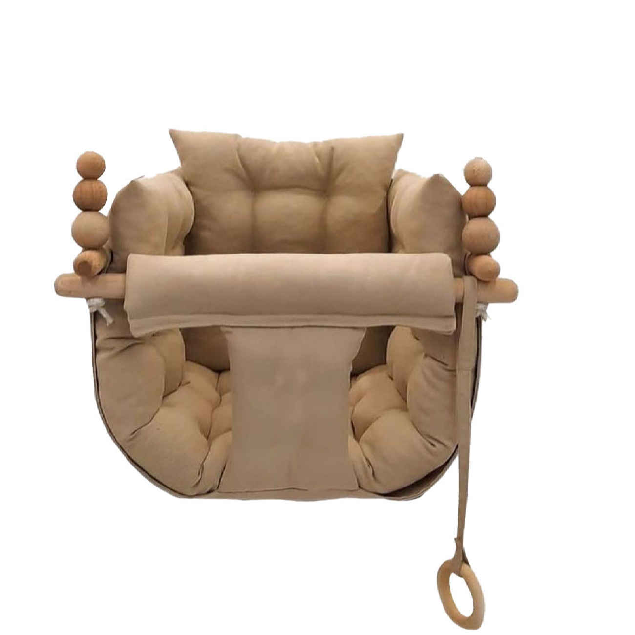 Elid Kinderschaukel im Sofa-Stil – Hängesitz mit Holzgestell und Samt-Baumwolle für Kleinkinder