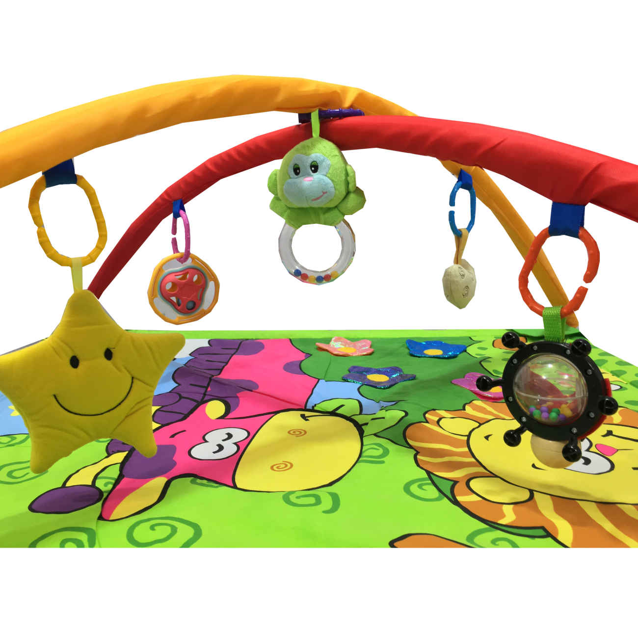 Bauernhof-Spielteppich für Babys – Weicher, waschbarer Aktivitätsteppich mit Hängetieren und Musik