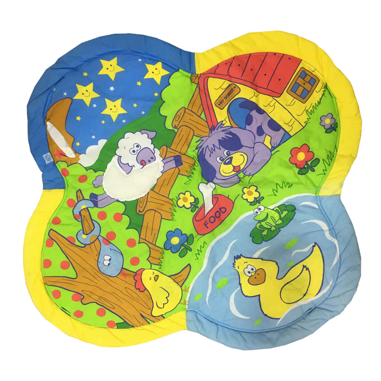 Bauernhof-Spielteppich für Babys – Weicher, waschbarer Aktivitätsteppich mit Hängetieren und Musik