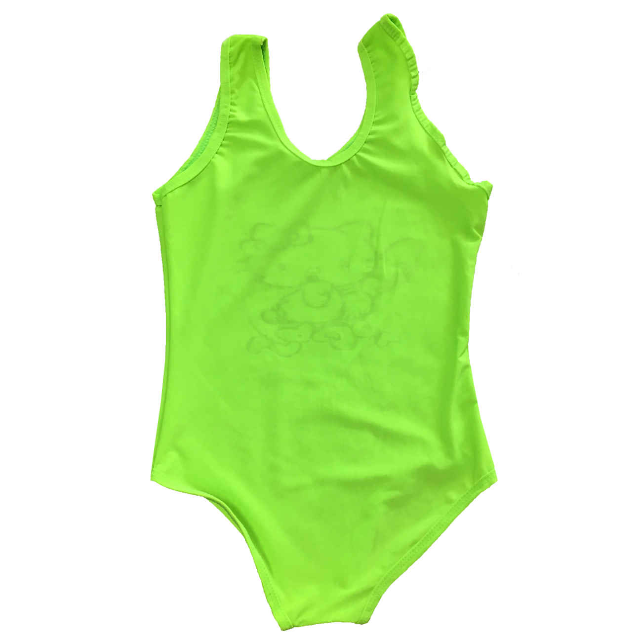 Mädchen-Badeanzug in Neon-Grün mit Hello-Kitty-Motiv – Fröhlich, Leuchtend und Sommerbereit