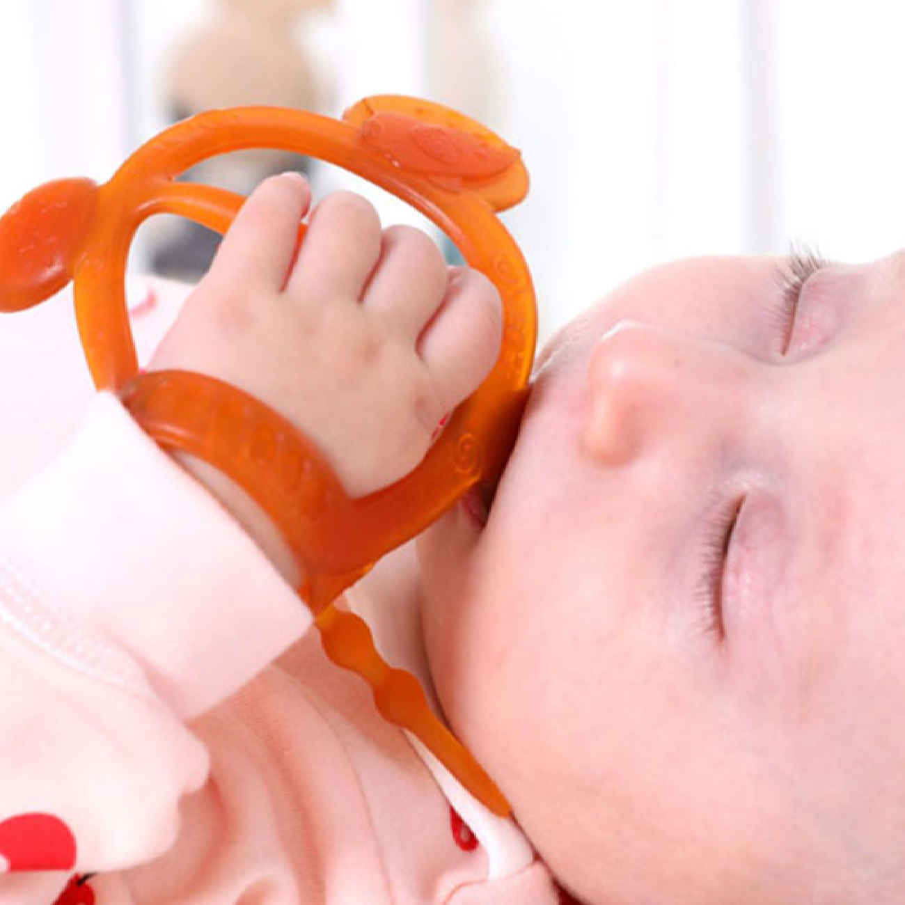 Beißring für das Handgelenk von Babys, hilft bei Zahnfleischbeschwerden