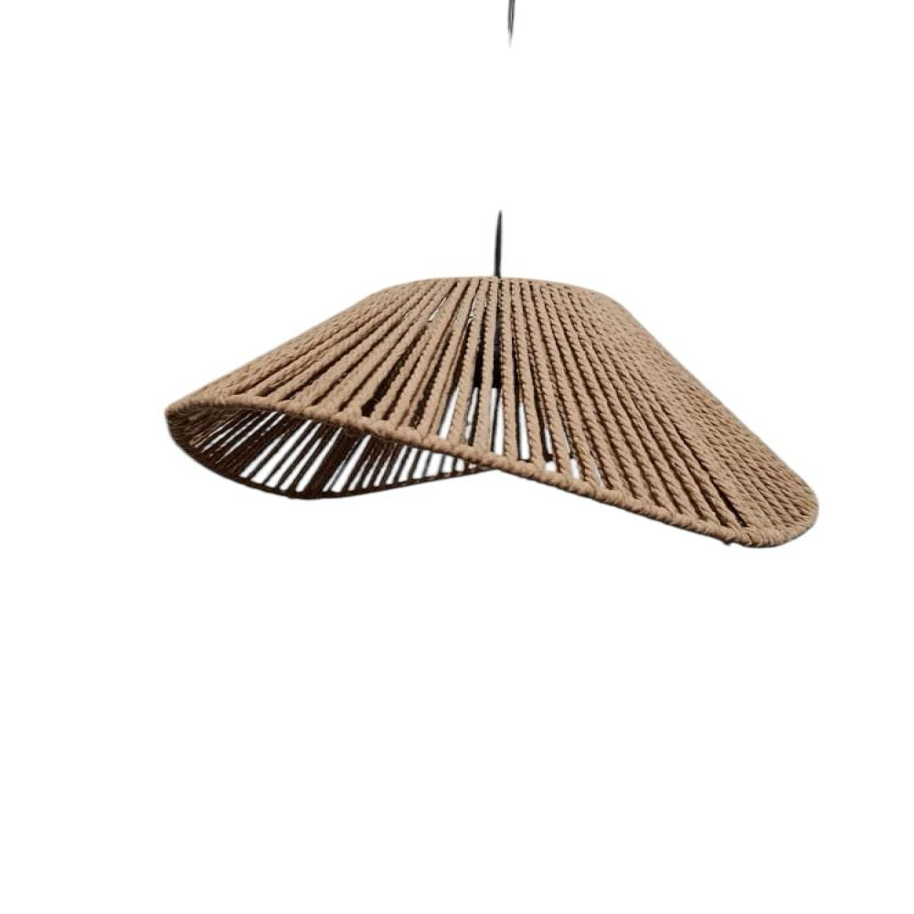Handgefertigte Makramee-Spiralleuchte – Dekorative Deckenlampe aus gewebtem Material mit Metallgestell