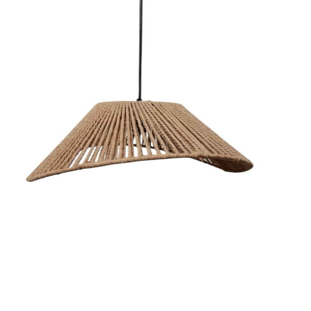Handgefertigte Makramee-Spiralleuchte – Dekorative Deckenlampe aus gewebtem Material mit Metallgestell