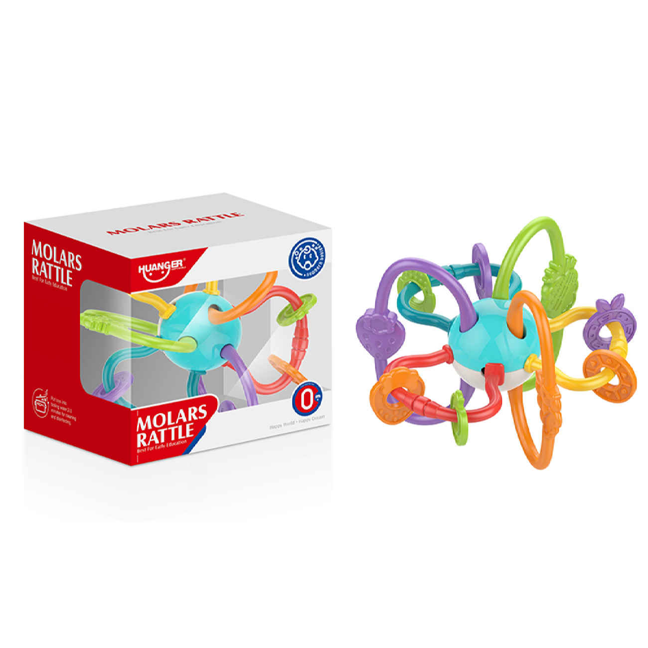 Hanger Baby-Beißring mit lustiger Galaxie-Rassel und Obst-Design