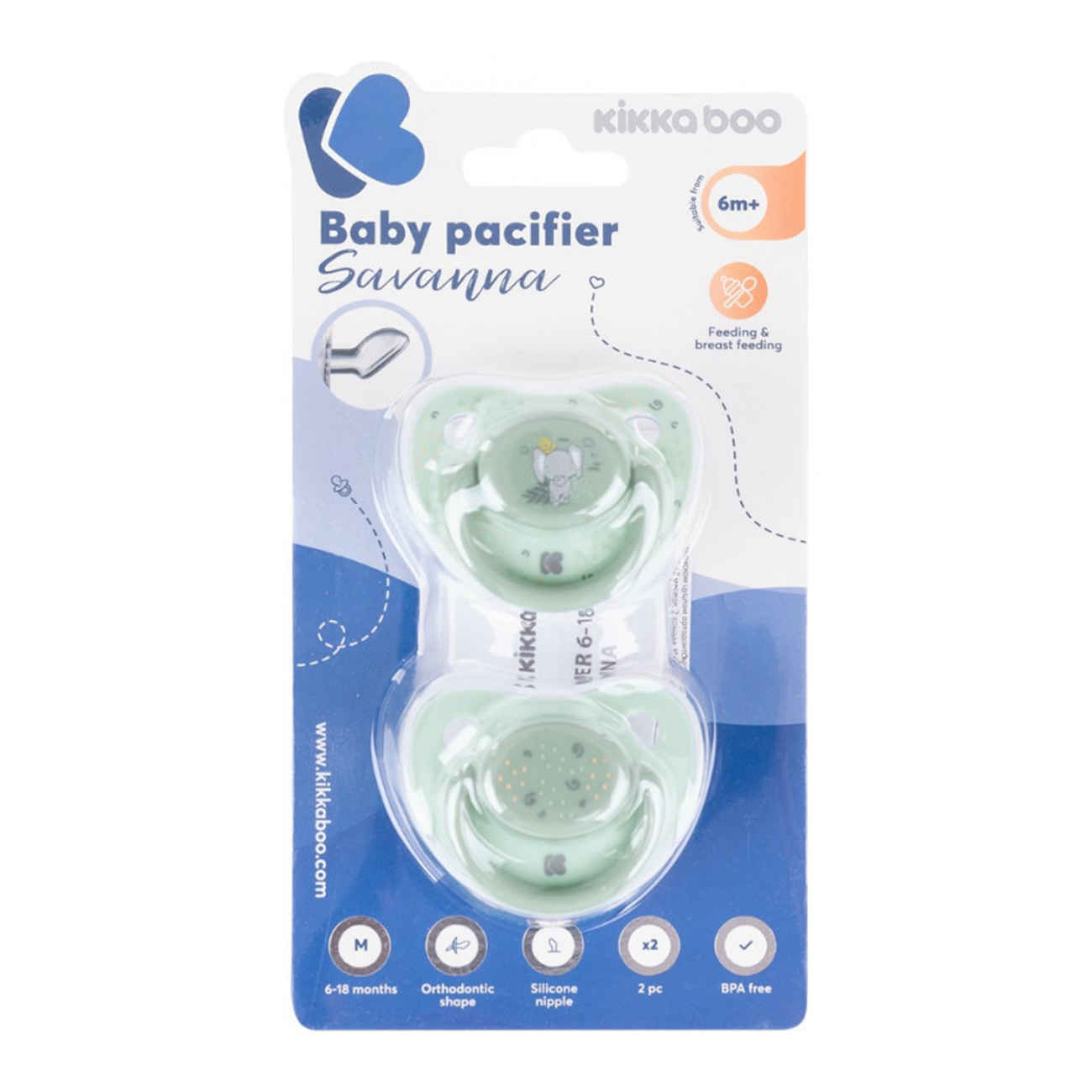 Kikkaboo Beruhigungssauger – BPA-freie Schnuller mit hygienischen Schutzkappen (2 Stück)