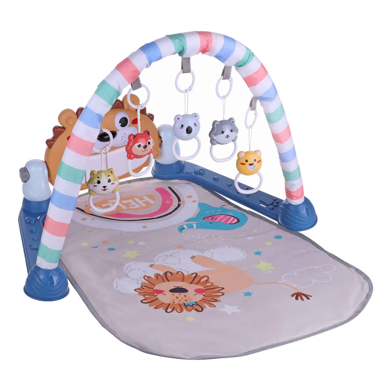 Looking-Babyspielmatte Modell 001 – Mit hängenden Spielzeugen sowie Licht- und Musikklavier