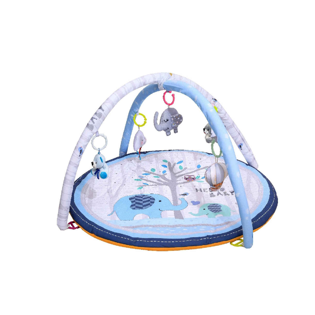 Mamaphant-Babyspielmatte mit Plüschspielzeugen und integrierter Wickelunterlage