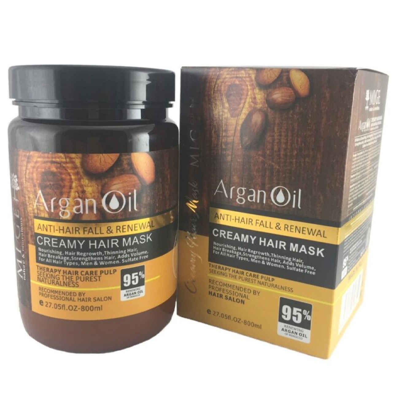 Mige tiefenwirksame Haarmaske – Mit Arganöl und Vitamin E, frei von Parabenen, 800 ml