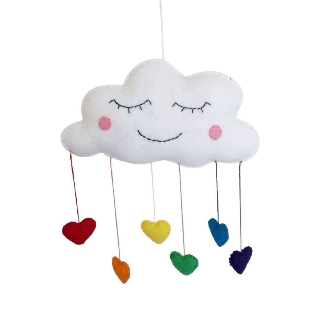 Mobile für Neugeborenen-Wiege – Wolken- und Herzmotiv für süße Träume