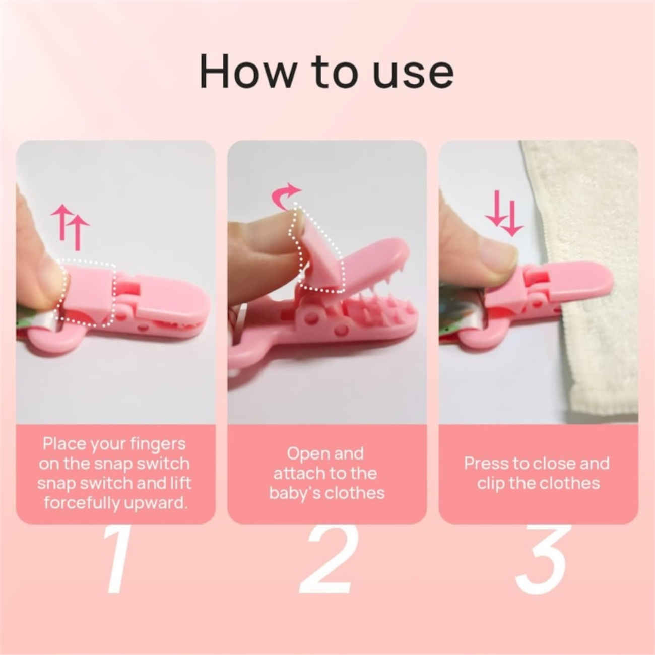 Pico-Clip-Schnullerband für Babys – Sicher, langlebig und einfach zu befestigen, 8er-Pack
