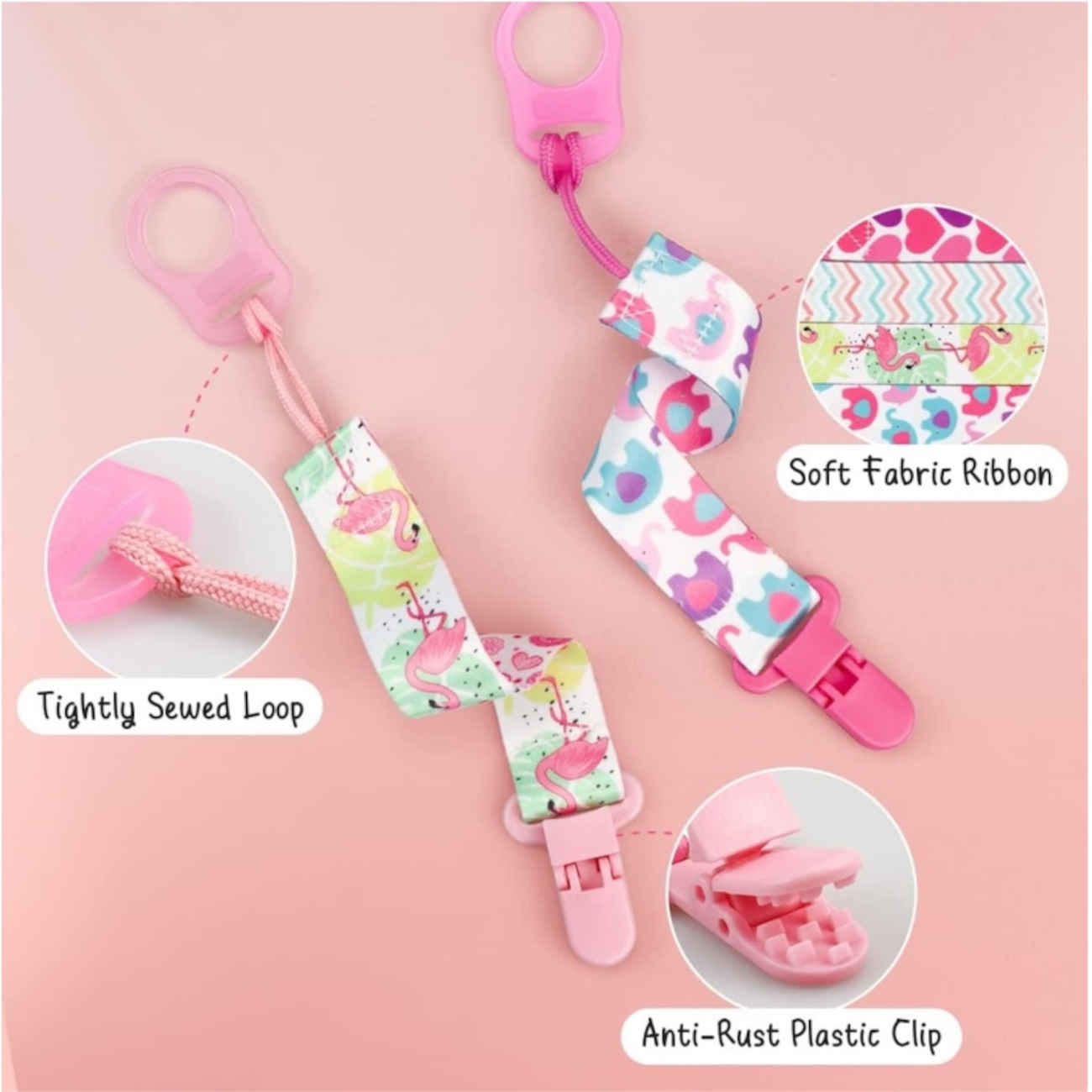 Pico-Clip-Schnullerband für Babys – Sicher, langlebig und einfach zu befestigen, 8er-Pack